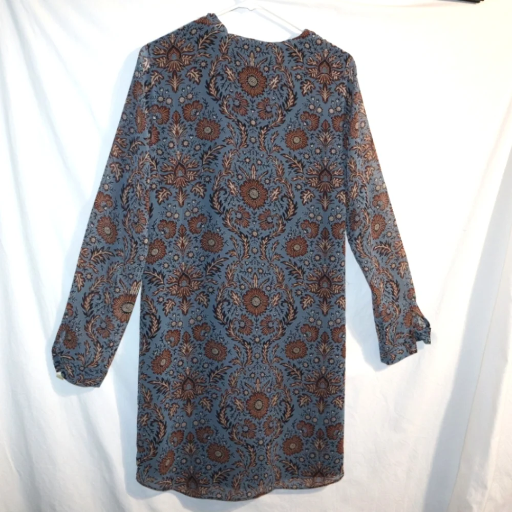 CAbi Provincial Tunic Dress Womens  Blue Brown Floral Style 3295 Size S - Picture 9 of 13
